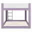Lit superposé bas Queen Size, lit superposé convertible en bois avec échelle réversible, barrières de sécurité, violet et blanc-1836506690-1836506700