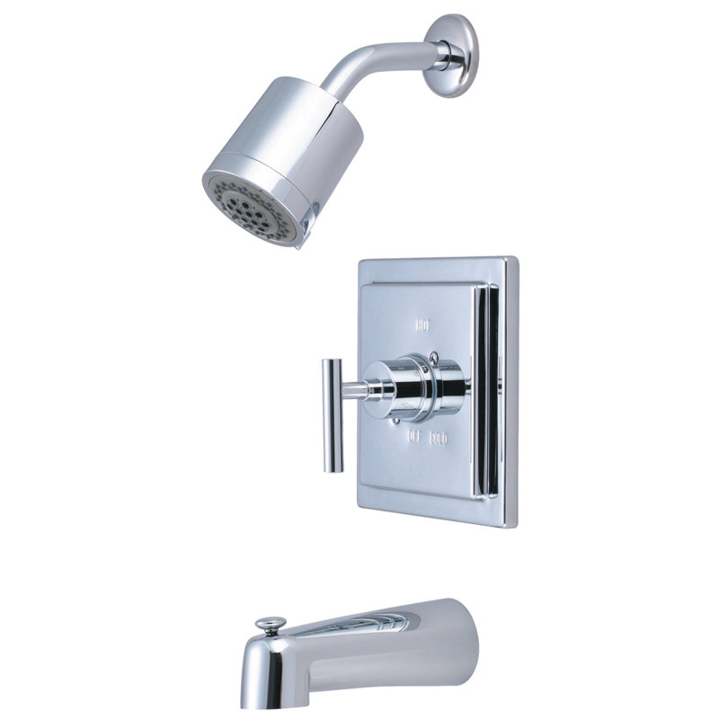 Robinet de baignoire et de douche à contrôle de volume avec poignée levier unique Manhattan, Chrome poli