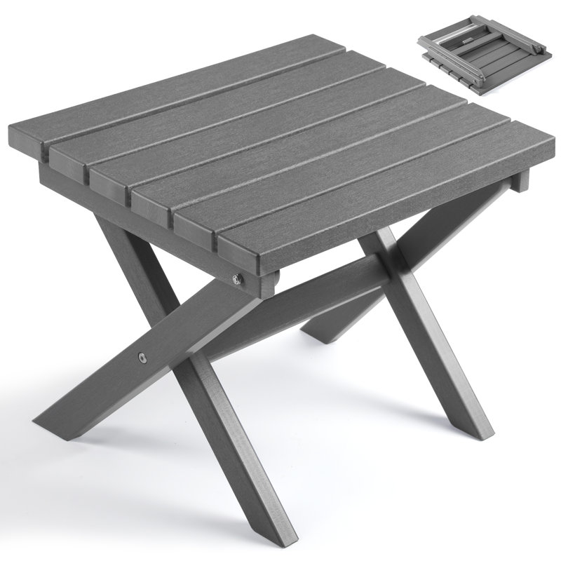 HDPE Patio Folding Outdoor Side Table, Gray