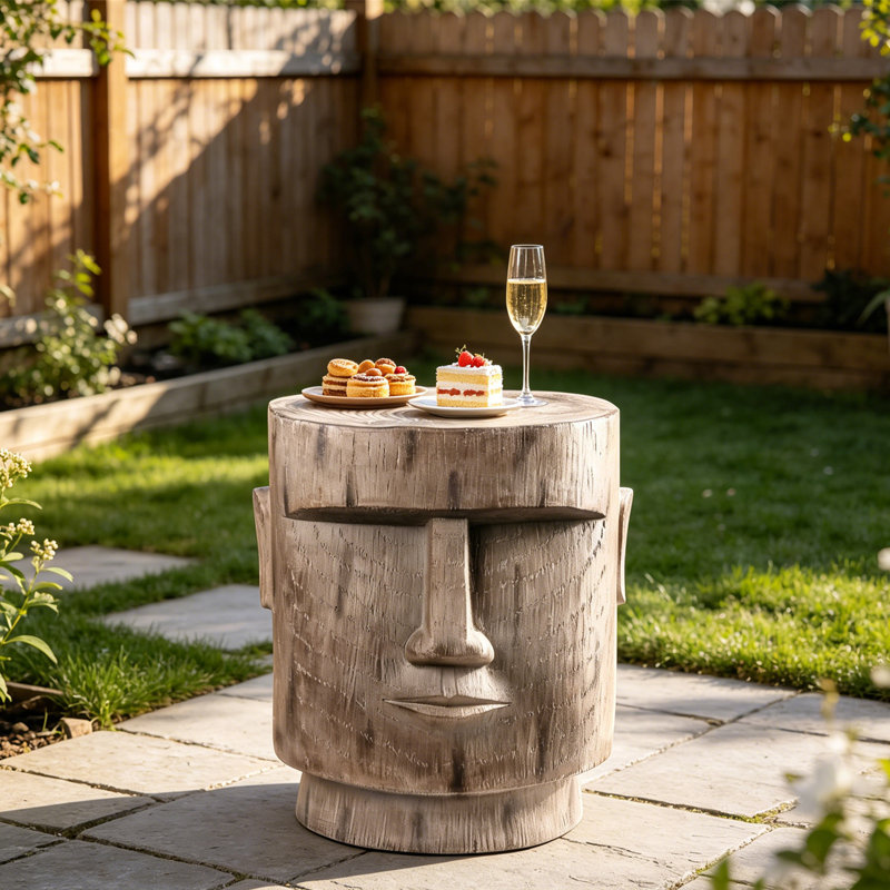 Table d'appoint, table avec grain de bois artificiel, 13 po x 13,5 po x 18 po, pour salon de patio, tabouret décoratif ou support à plante