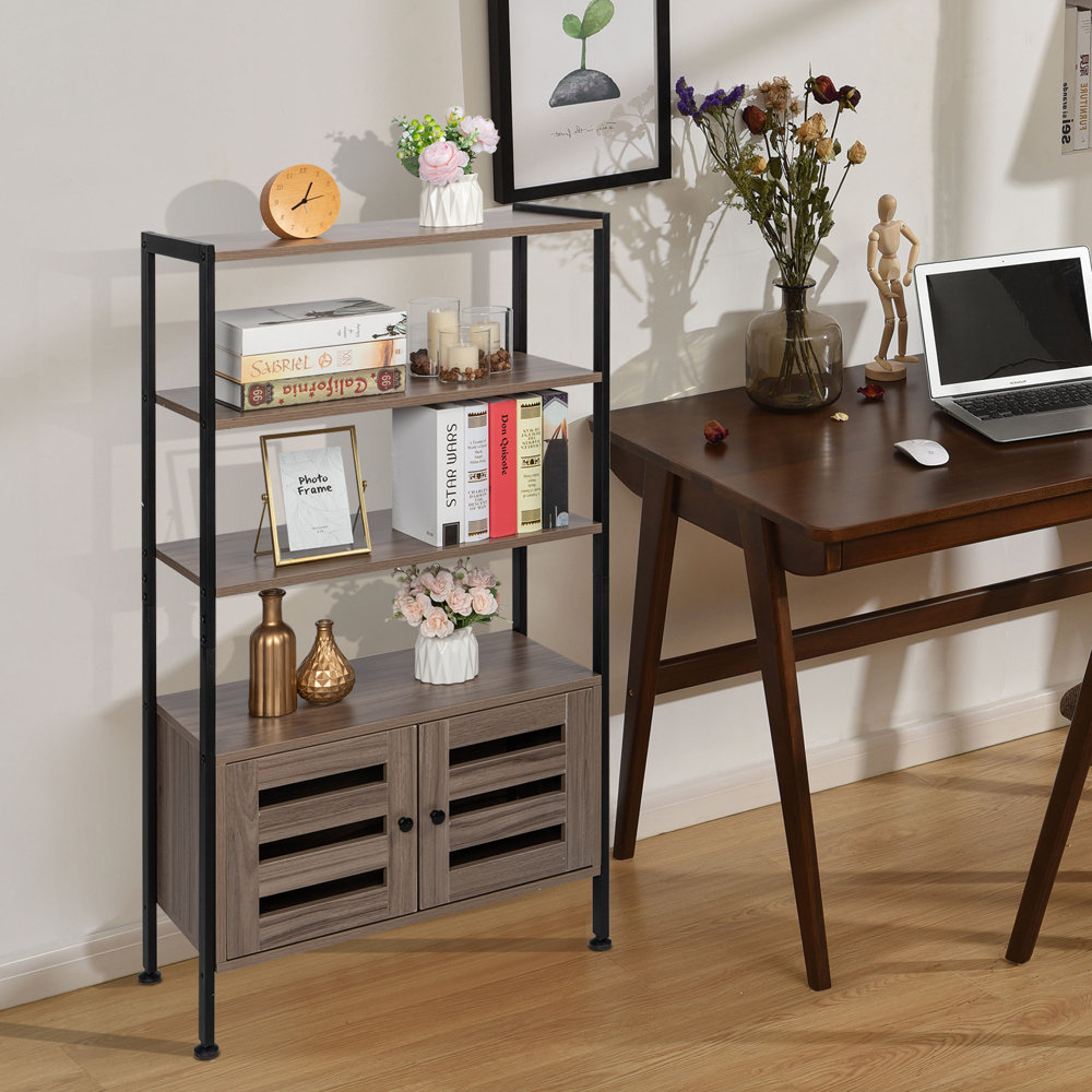 Storage Cabinet With 3 Shelves And 2 Doors Gray