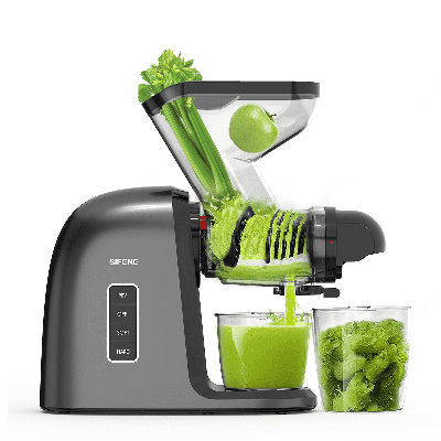 Sifene Cold Press Juicer Machine, Dual 3" Wide Mouth, 250W Slow Masticating Machine, Bpa Free, Gray, New