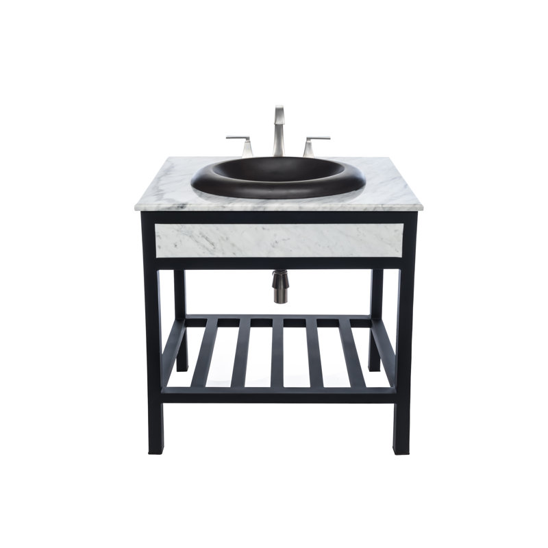 Cuzco 30" Single Bathroom Vanity Base Only, Carrera Marble