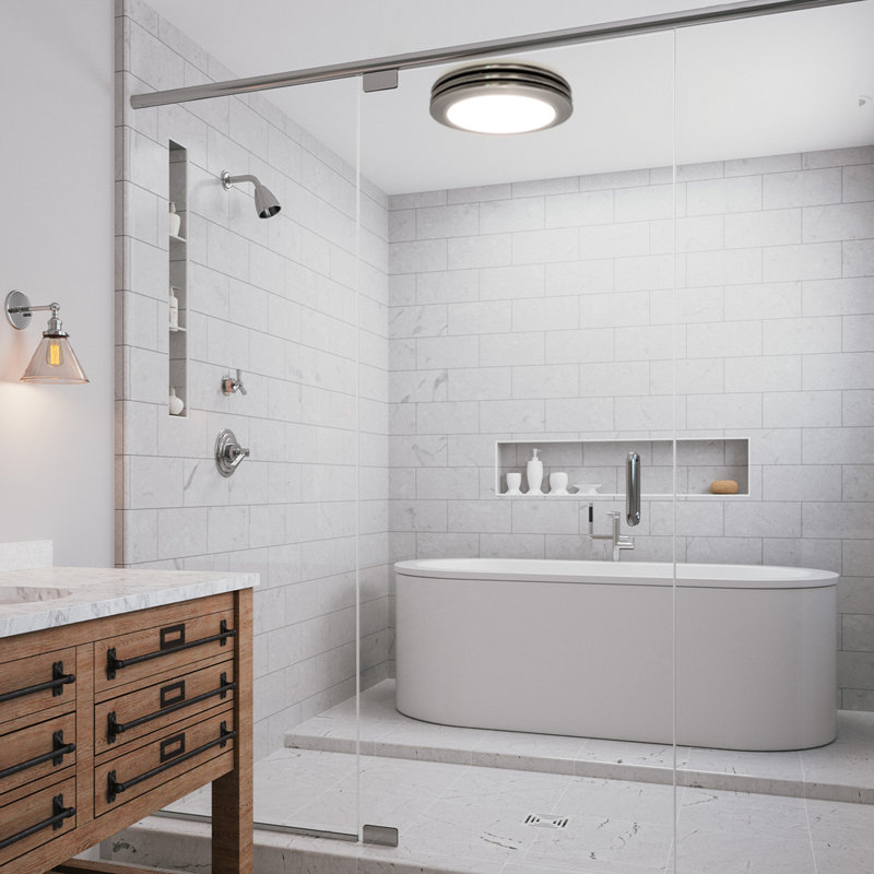 80 CFM Bathroom Exhaust Fan with Light, Brushed Nickel