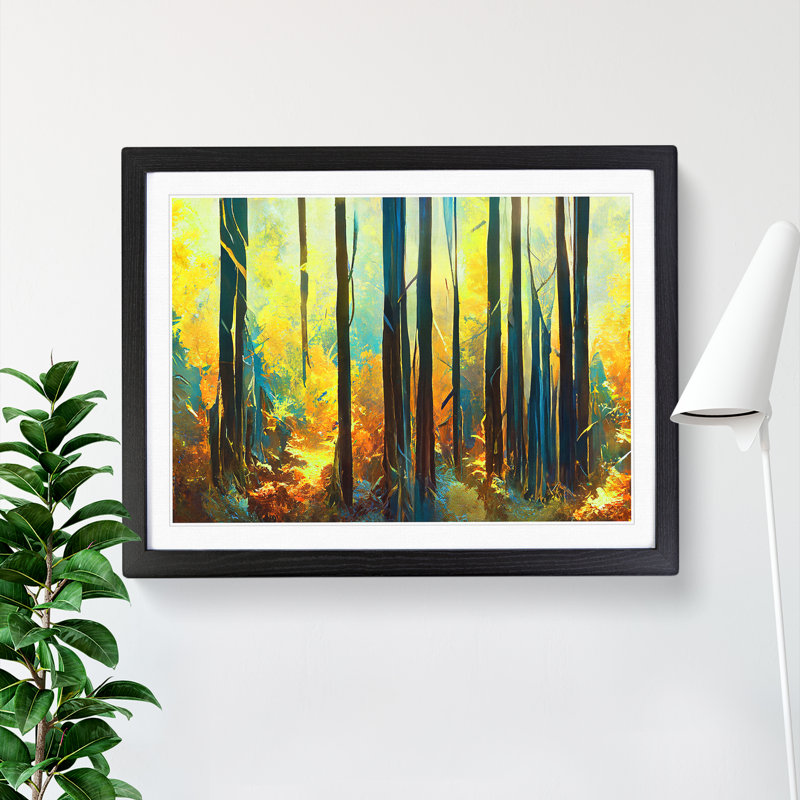 Forest In Abstract Vol.3 - Single Picture Frame Painting, 46cm H x 64cm W x 2cm D, Black