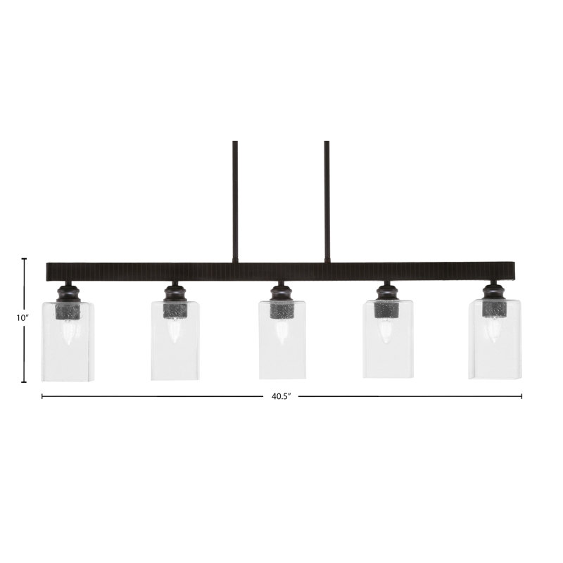 Edge 5 Light Bar Shown With 4" Square Clear Bubble Glass, Espresso