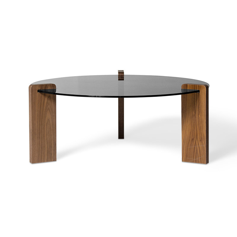 Davis Glass Top Single Coffee Table, Walnut