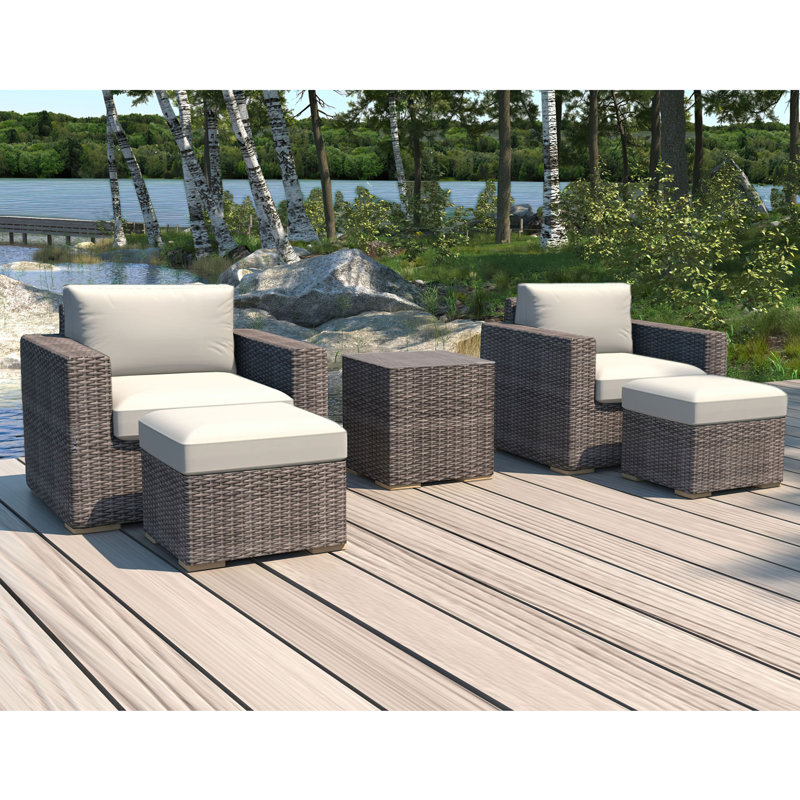 Marfik 4 - Person Patio Conversation Set with Cushions, Canvas Natural Sunbrella® Canvas