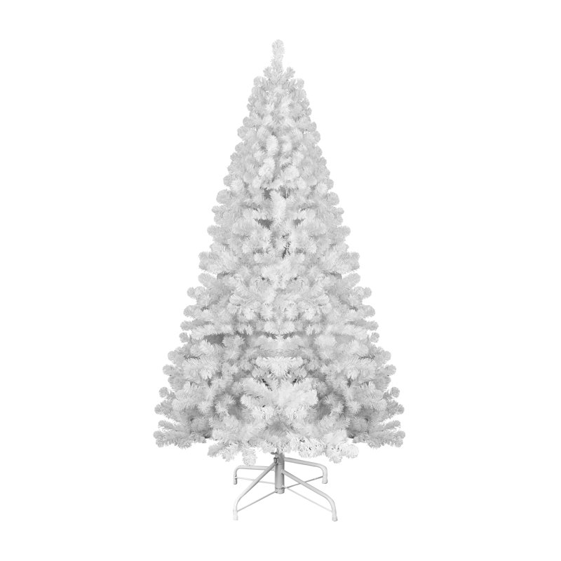 Arbre de Noël artificiel blanc 9 pi avec branches en fil mémoire, arbre de Noël articulé en PVC à 1910 pointes pour un décor intérieur des Fêtes, assemblage facile