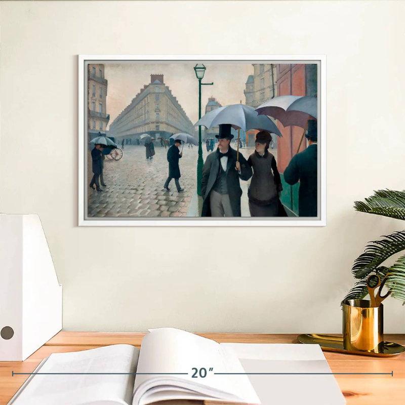 Paris, Paris, jour de pluie 1877, Cadre flottant blanc, 13 po x 9 po