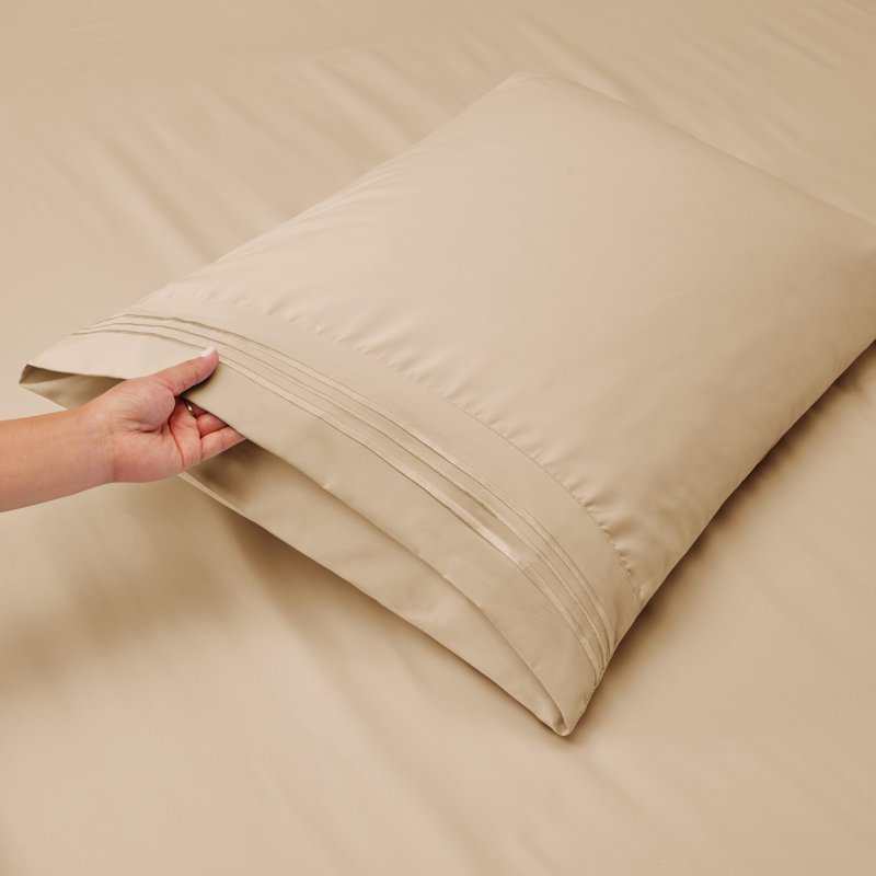 Microfiber Sheet Set, Beige, Queen Sheet Set + 1 Fitted Sheet + 4 Pillowcases