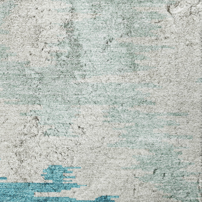 Tapis Dream Shag ADS746 abstrait, lavable à la machine de qualité supérieure, Teal, 1'8" x 2'6"
