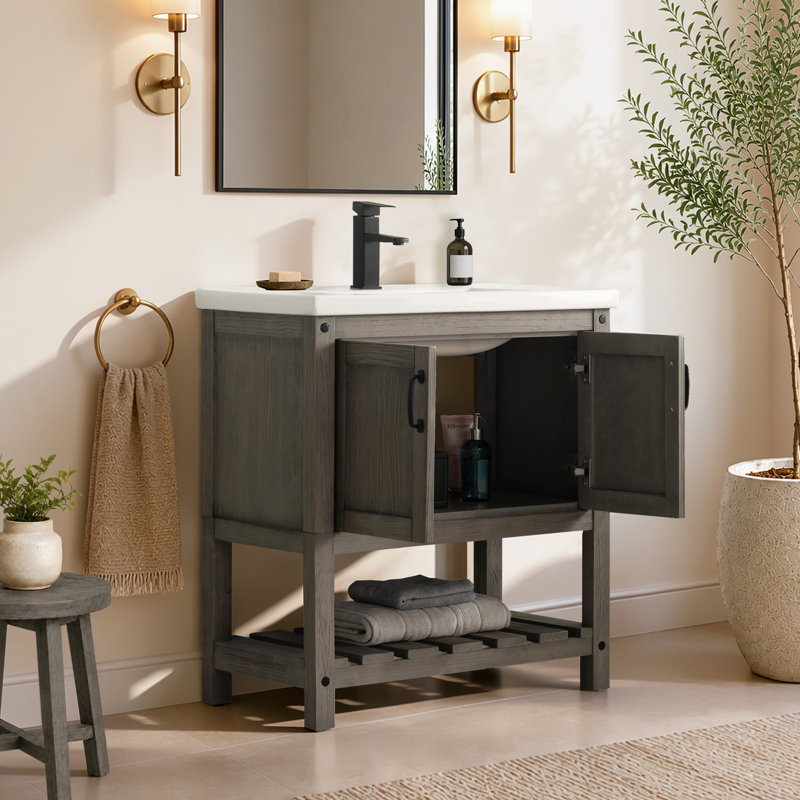 Ensemble de meuble-lavabo simple 30 po Radstock, Gris antique