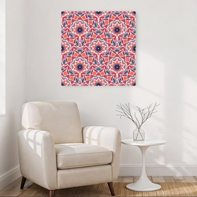Vibrant Mandala Pattern Abstract Elegant Geometric Flower Wall Art