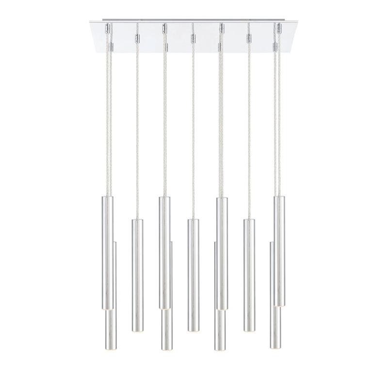 Luminaire suspendu cylindrique à DEL 11 lumières Bowning, Chrome