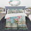 Blue and Pink Abstract Cubic Floral Art - Ensemble de housse de couette à motif floral abstrait-101242006