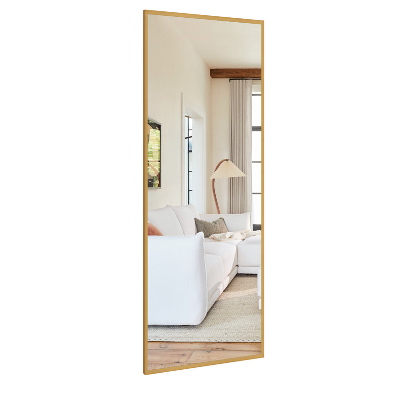 Talma Wood Flat Mirror, 59" H x 19" W, Gold