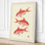 Three Goldfish Study Japandi - Wrapped Canvas-792243689-792243690