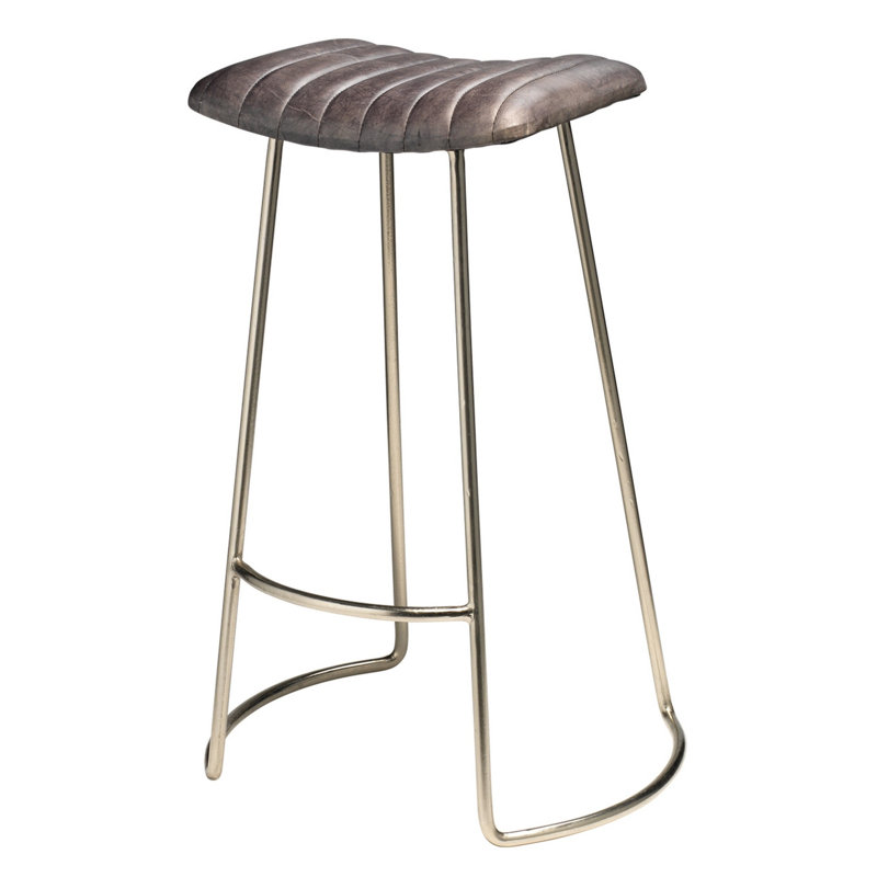  Tabouret de bar en métal avec repose-pieds - argent et gris H 30 po, Gris argenté, Grey