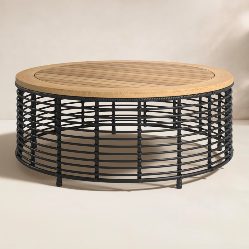 Dochi Round Metal Outdoor Coffee Table , 38'' in. W 38'' in. D, Canvas White Sunbrella®