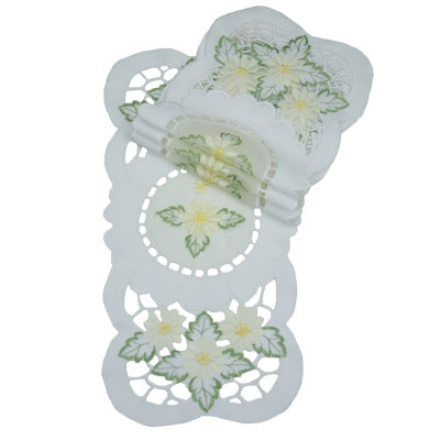 Sherell Embroidered Cutwork Traycloth Runner