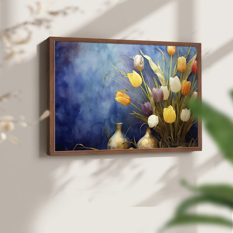 Série florale - Lxxxiv - reproduction encadrée, Noyer, H 22 po x l 28 po