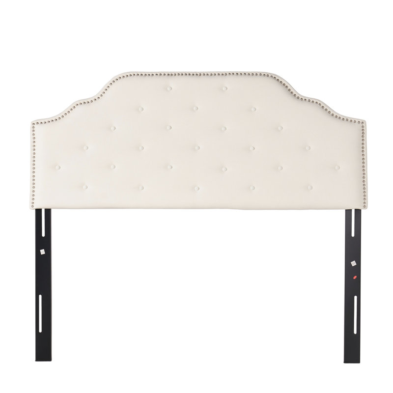 Queen & Full Sized Headboard, Color Fabric, Button With Coolheaded Diamond Stitch Ornament, Elegant Nailhead Accents For Bedroom Design,