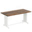 Ensemble de table et de chaises de style champêtre, 3 pièces, 119 cm (47 pouces), pour 2 à 4 personnes ; table de cuisine peu encombrante avec 2 bancs, en bois rustique et métal, blanc et marron.