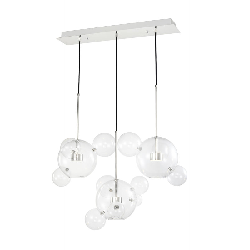 6 - Light LED Cluster Pendant, Silver