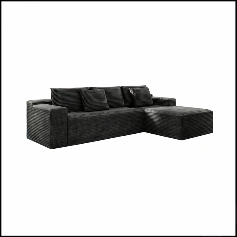 Siège de canapé modulaire 104,3 x 68,9 po, canapé compressé rembourré pour le salon, la chambre à coucher, l’appartement, aucun assemblage requis, combinaison gratuite de 2 pièces, tissu en velours côtelé moelleux