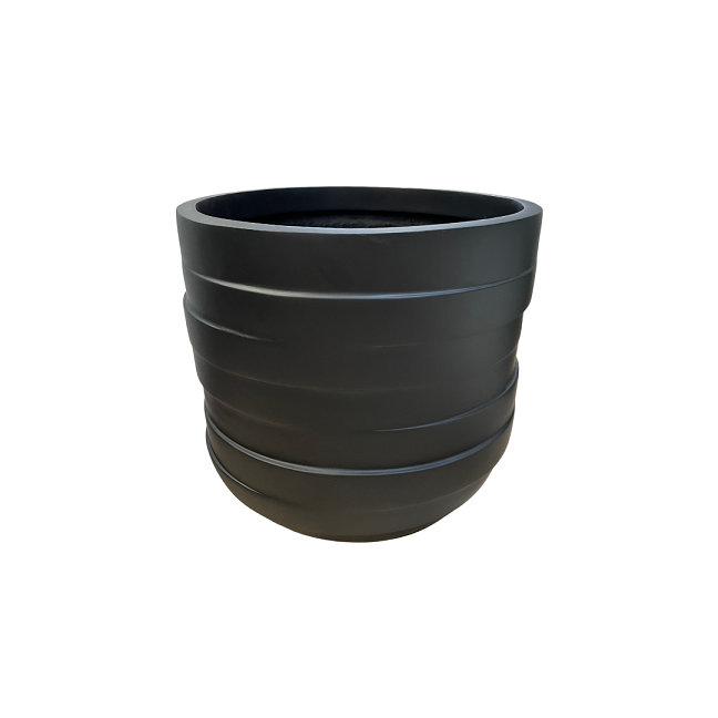 Pot de fleurs en fibre de verre, Noir, H 28 po x l 27 po x P 27 po