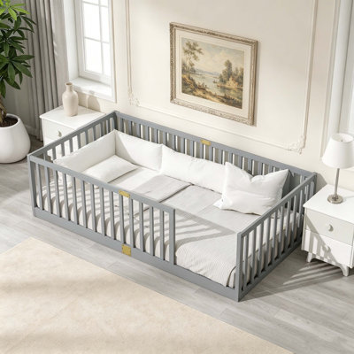 Lit de plancher en bois massif 21,5 po