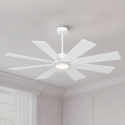 Ventilateur de plafond 72" à 8 pales avec télécommande et éclairage, débit d'air élevé jusqu'à 7800 CFM, moteur CC silencieux à 6 vitesses réversibles, pales double face, kit d'éclairage à intensité variable 3CCT inclus