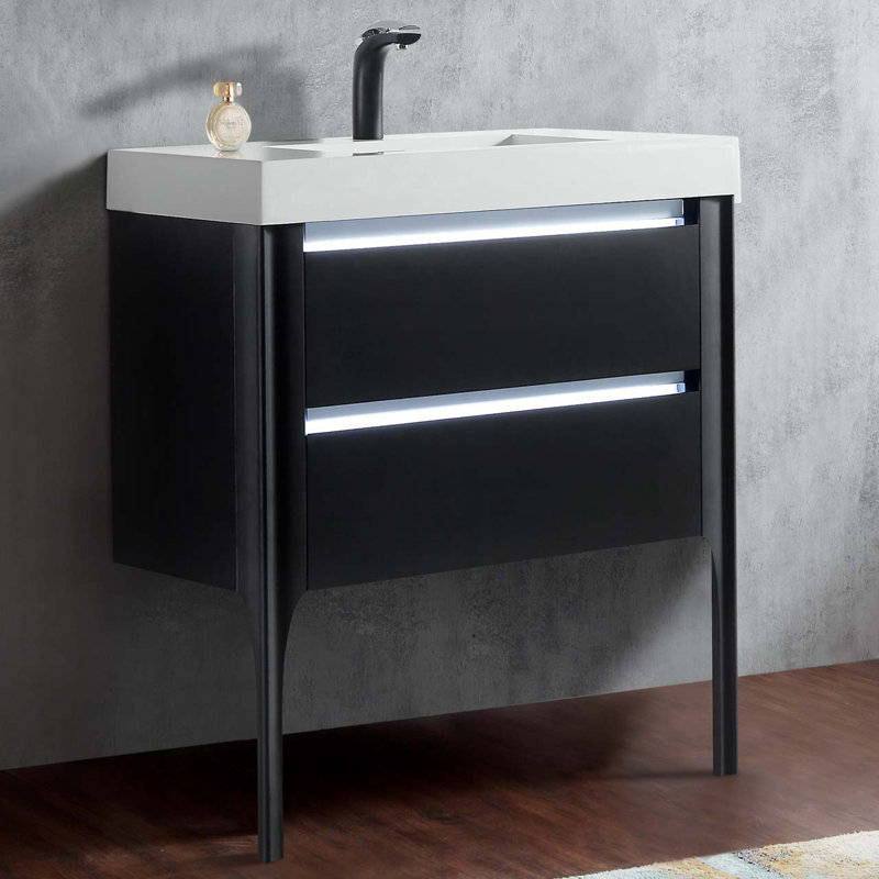 Ensemble de meuble-lavabo simple 30 po Pacifica, Noir