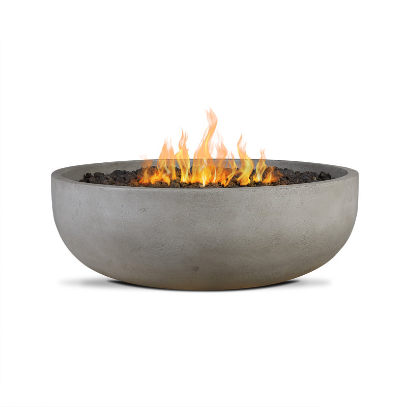 Carson 38" Round Concrete Propane Fire Pit in Carbon by Jensen Co., 14.5" H x 38" W x 38" D, Natural Gas, Gray