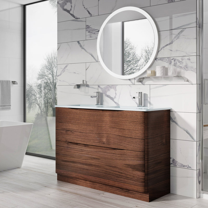 Stanhope 1200 mm Freestanding Double Vanity with Integrated Glass Basin, Blue