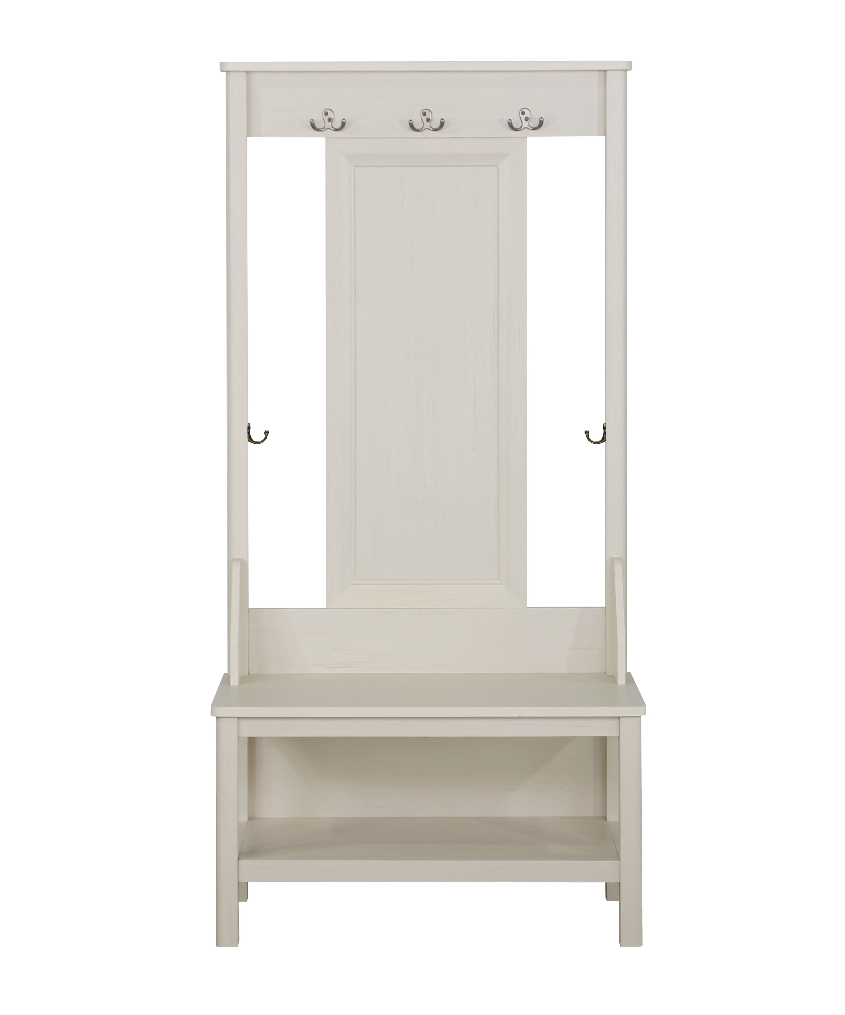 Ebern Designs Antique White Hall Tree 31.5‘’ Wide with Bench and Shoe Storage Wayfair