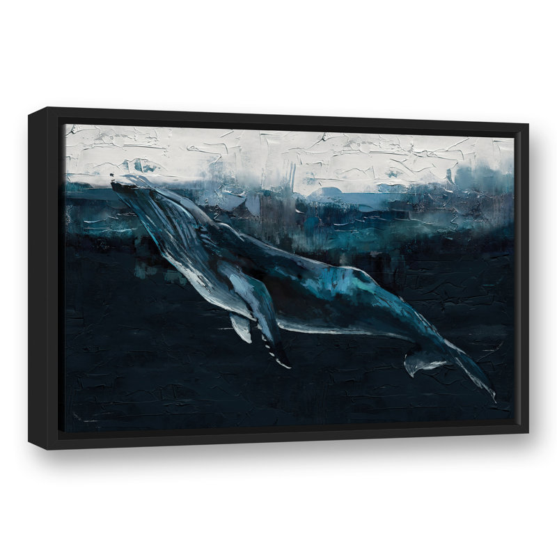 Impression d'une baleine profonde sur toile, H 17,75 po x l 25,75 po x P 1,75 po, Cadre flottant