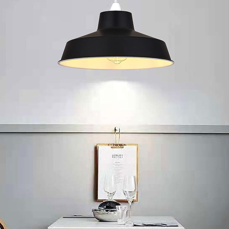 Pluto 12cm H Metal Bowl Pendant Shade ( Screw On ), Matt Black