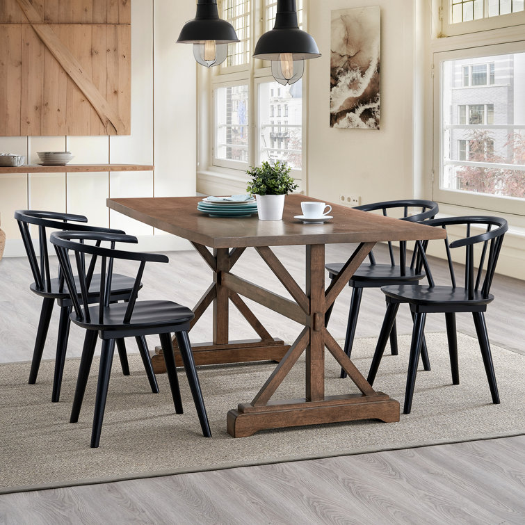 Majidah Solid Wood Arm Chair in Black
