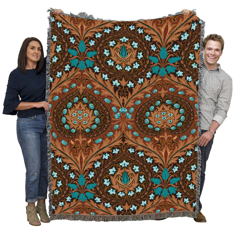 Couverture de selle Pure Country Weavers William Morris Eden - Artisanat d'art - Jeté en coton tissé à la main, Selle