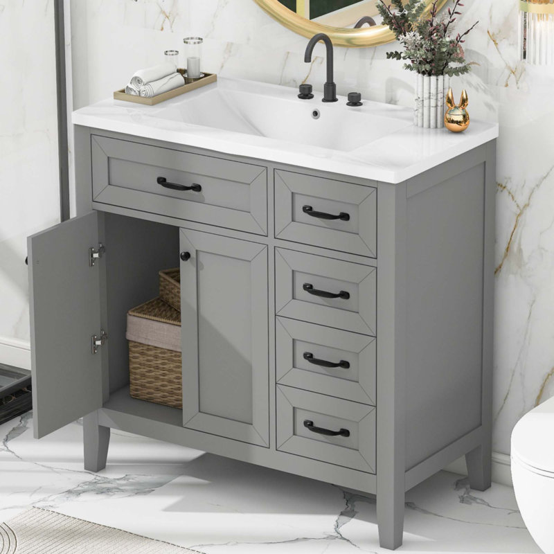 Meuble-lavabo 36 po avec lavabo, Gris