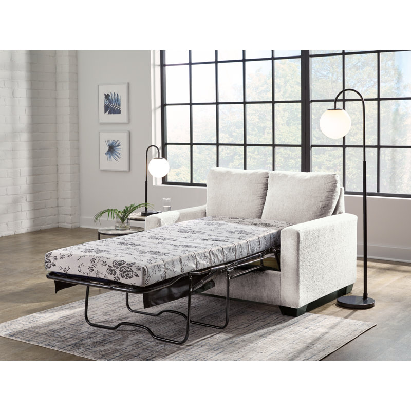 Canapé-lit à accoudoirs carrés 54 po Andarta, Neige 100% polyester