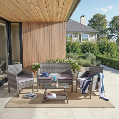 Aboka 4 Piece Rattan Sofa Seating Group with Cushions by Latitude Run