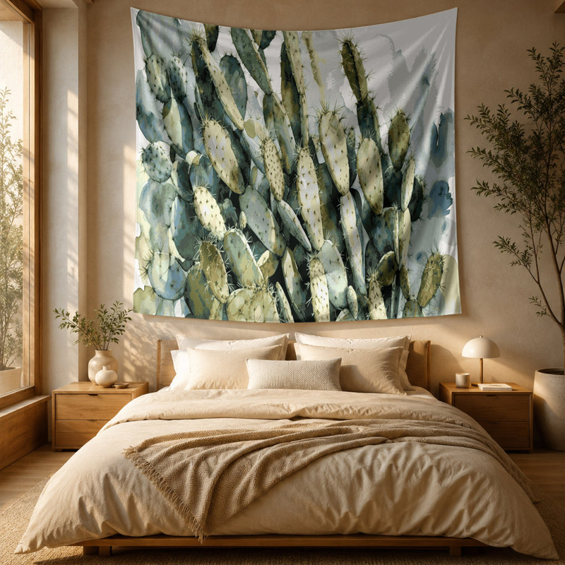 Tapisserie murale «Southwestern Plants Silver Cholla 188», 51 po x 60 po