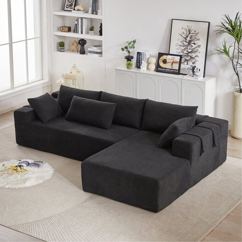 Modern Chenille Upholste Sectional Sofa Couch Set,Modular 108" L Shaped Sectional Living Room Sofa Set With 6 Pillows,Free Combination Sofa Couch For Living Room,Bedroom(Left Chaise)