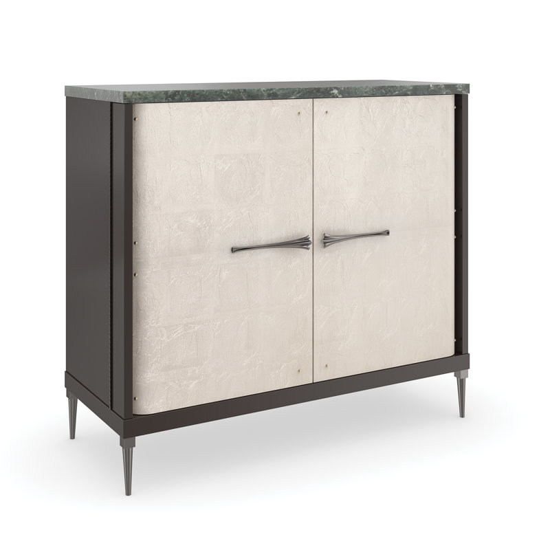 Empire Dark Chocolate and Cream Marble Accent Cabinet