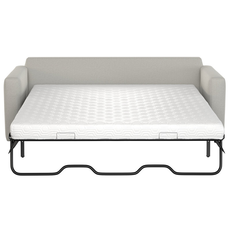 Andrene Alp Square Arm Sleeper Sofa Bed with Reversible Cushions, Innerspring, Queen, Light Gray Polypropylene / Olefin