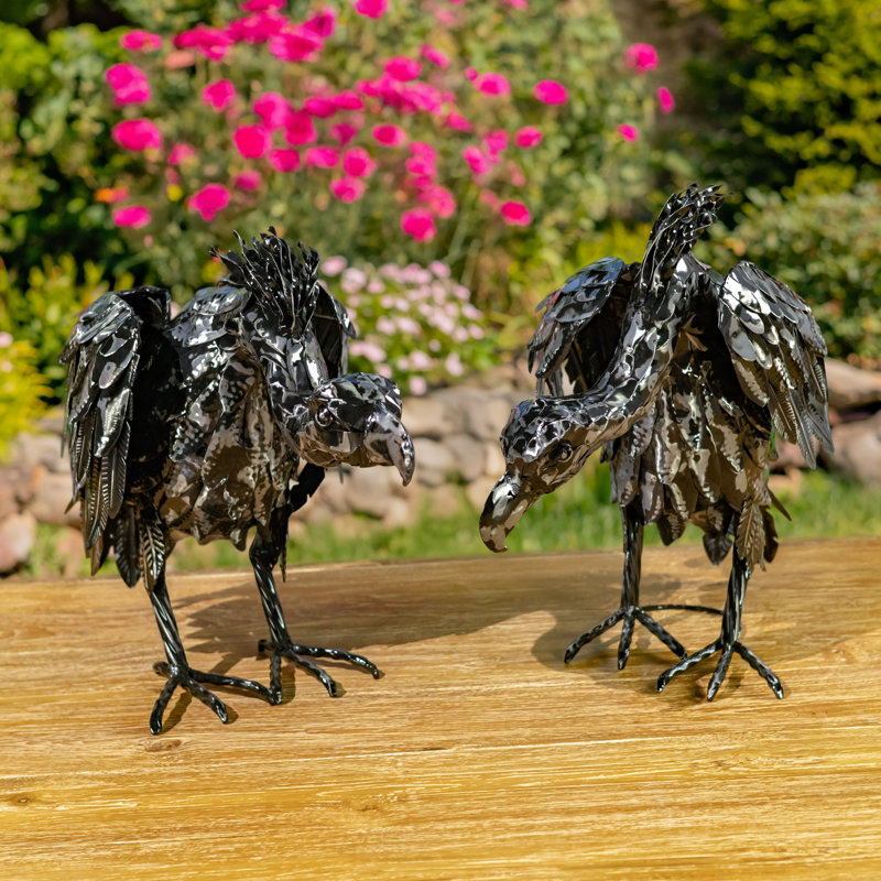 Ensemble de 2 figurines de vautour en fer galvanisé Scaviler and Swoop