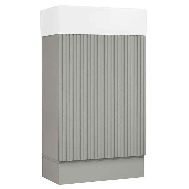 Meuble-lavabo 18,6 po avec lavabo, meuble-lavabo avec tablette à deux niveaux, orientation gauche ou droite, gris, Gris